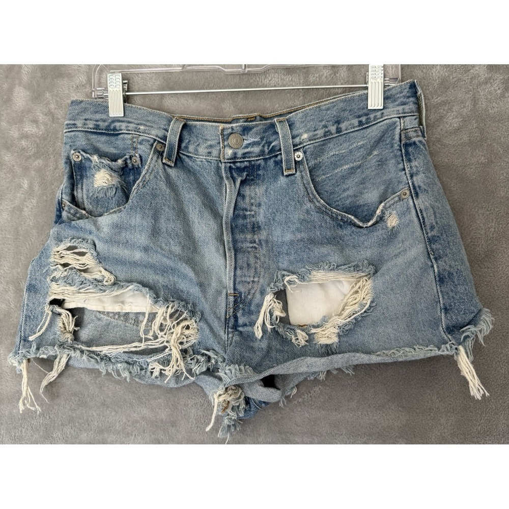 Levi's 501 Womens Cutoff Shorts 31 High Rise Thrashed Destroyed Micro Daisy Duke